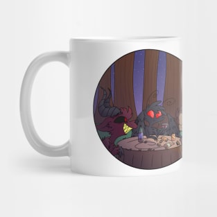 three spooky monsters hanging out Mug